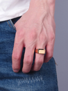 Aim Eternal Minimalist Rectangle Signet Ring Gold Silver Mens Jewelry