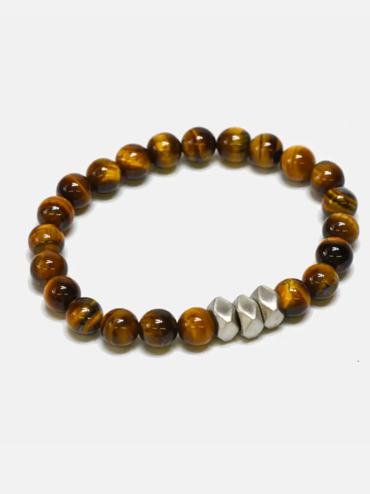 Curated Basics Mens Jewelry Tiger Eye Cubic Steel Cuff Bracelet