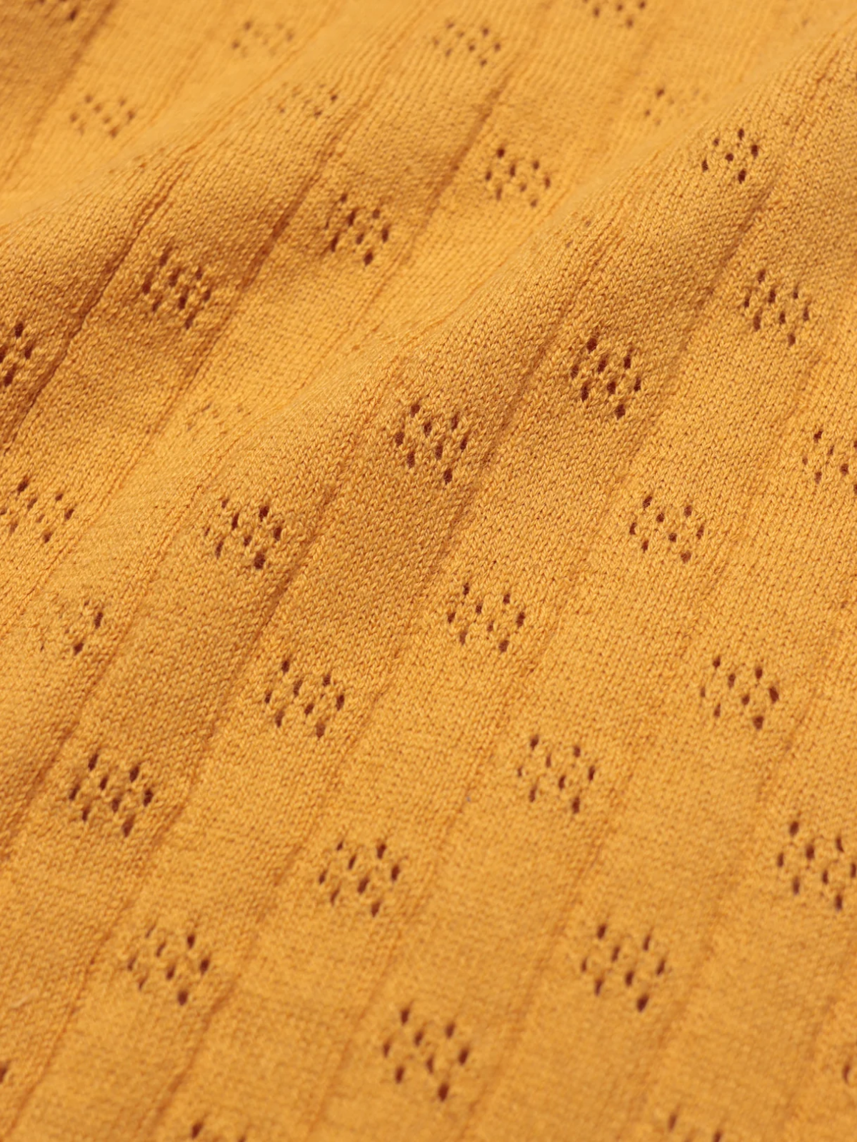 far afield jacobs polo ss short sleeve perforated lace design 100% bci organic cotton honey gold yellow knit sweater polo kempt athens ga georgia men's clothing store