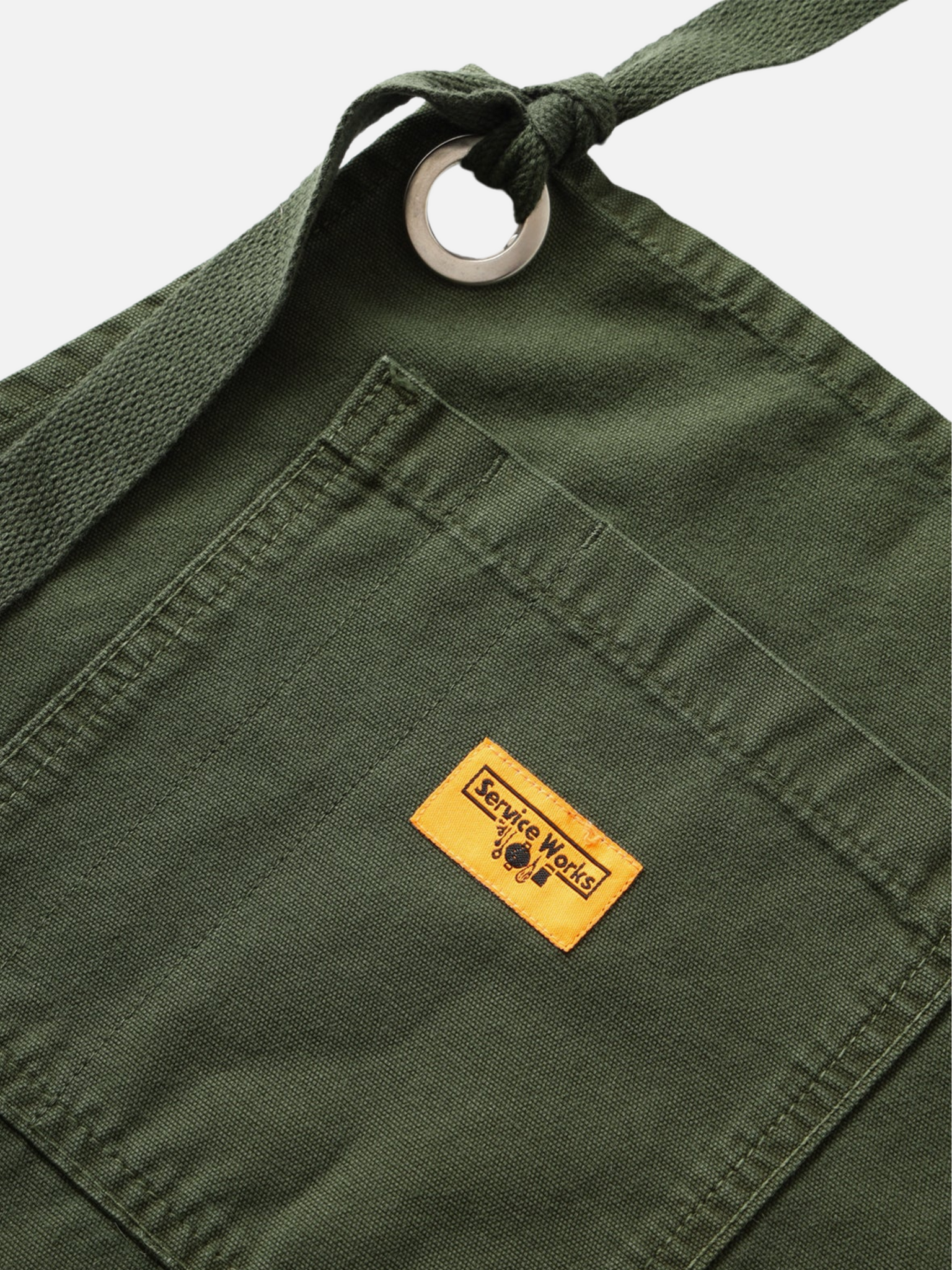 Service Works Canvas Apron Olive Green Pocket Adjustable Neck for Cooks Chef Athens Kempt Menswear Store 