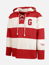 ‘47 Brand Georgia Bulldogs UGA Clubhouse Racer Laced Hoodie Striped Racer Red and Cream Monogramed Sleeve Kempt Athens Menswear Store VINTAGE CLUBHOUSE FLEX '47 FAIR CATCH LACER