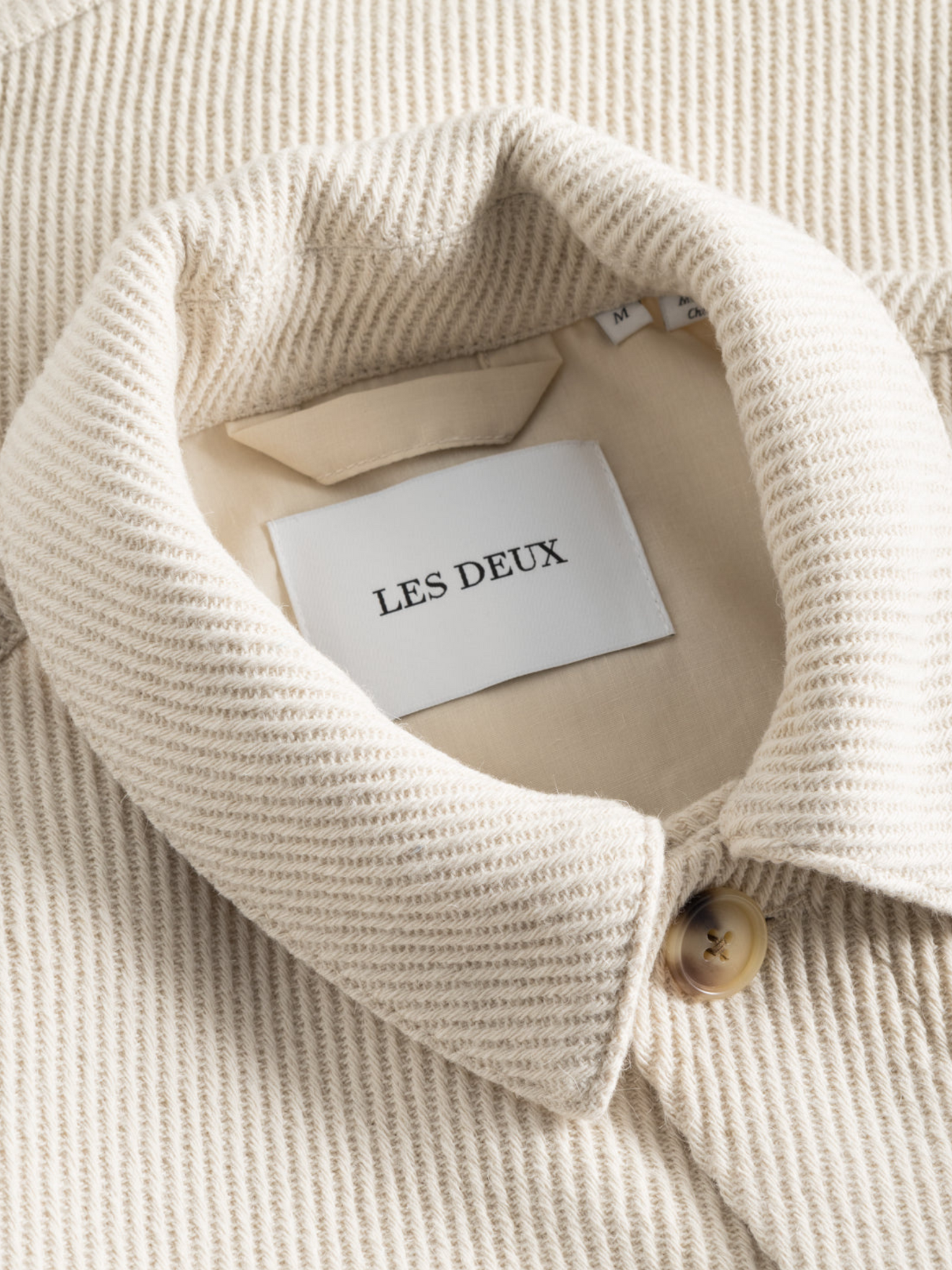 Les Deux Nash 2.0 Wool Hybrid Textured Jacket Ivory White Cream Front Pockets Collared Button Down Men’s Outerwear Overshirt Athens GA Georgia Kempt Menswear Store