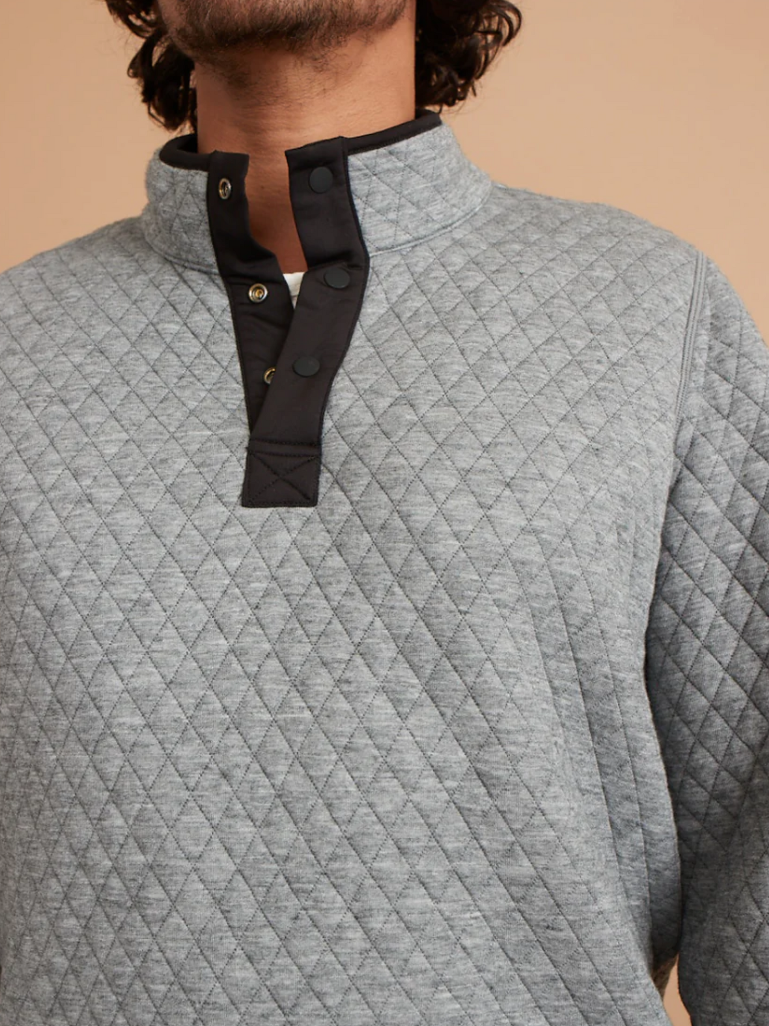 Marine Layer Corbet Reversible Pullover Charcoal Mid Heather Gray Soft Quilted Quarter Zip Outerwear Layering Athens GA Georgia Kempt Menswear Store Near Me