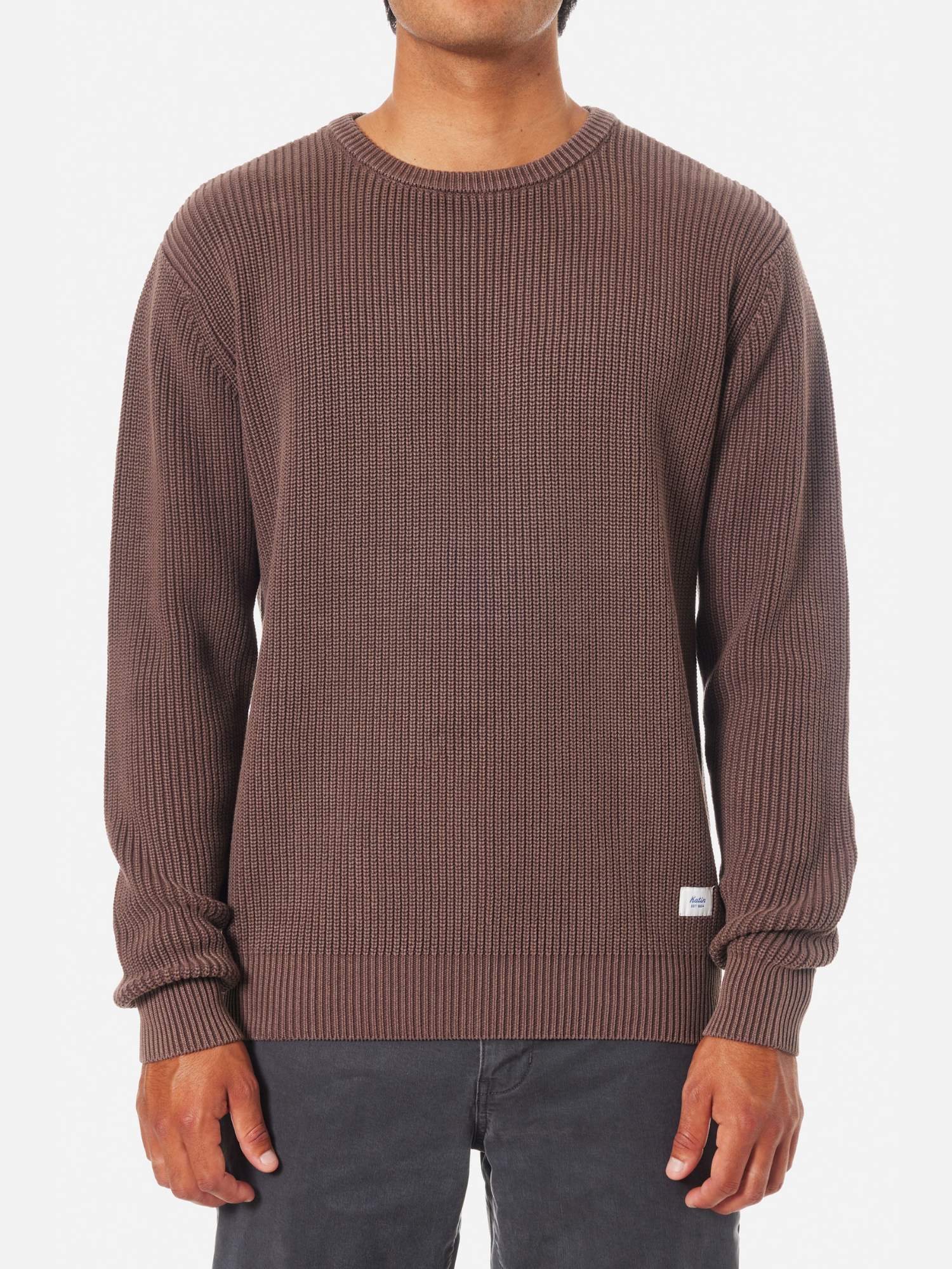 Katin Swell Sweater Rain Drum Brown Burgundy Crew Neck Mens Kempt Clothing Store Athens GA Gifts Holiday Shop Guys