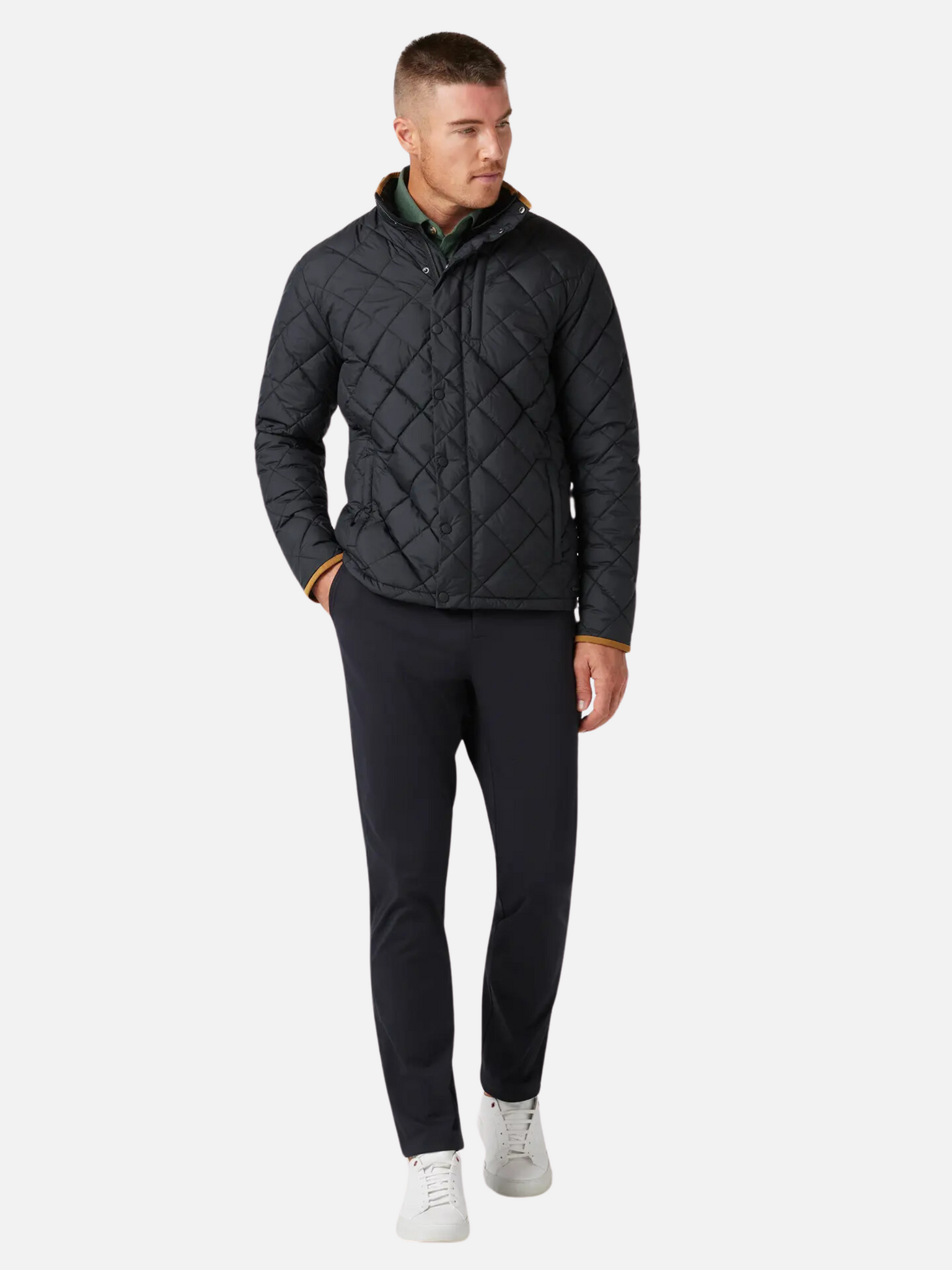 Mizzen and + Main Belmont Quilted Jacket Black Solid Fleece Lined Water Rain Proof Diamond Quilt Pattern Menswear Layering Kempt Athens Georgia Men's Clothing Accessories