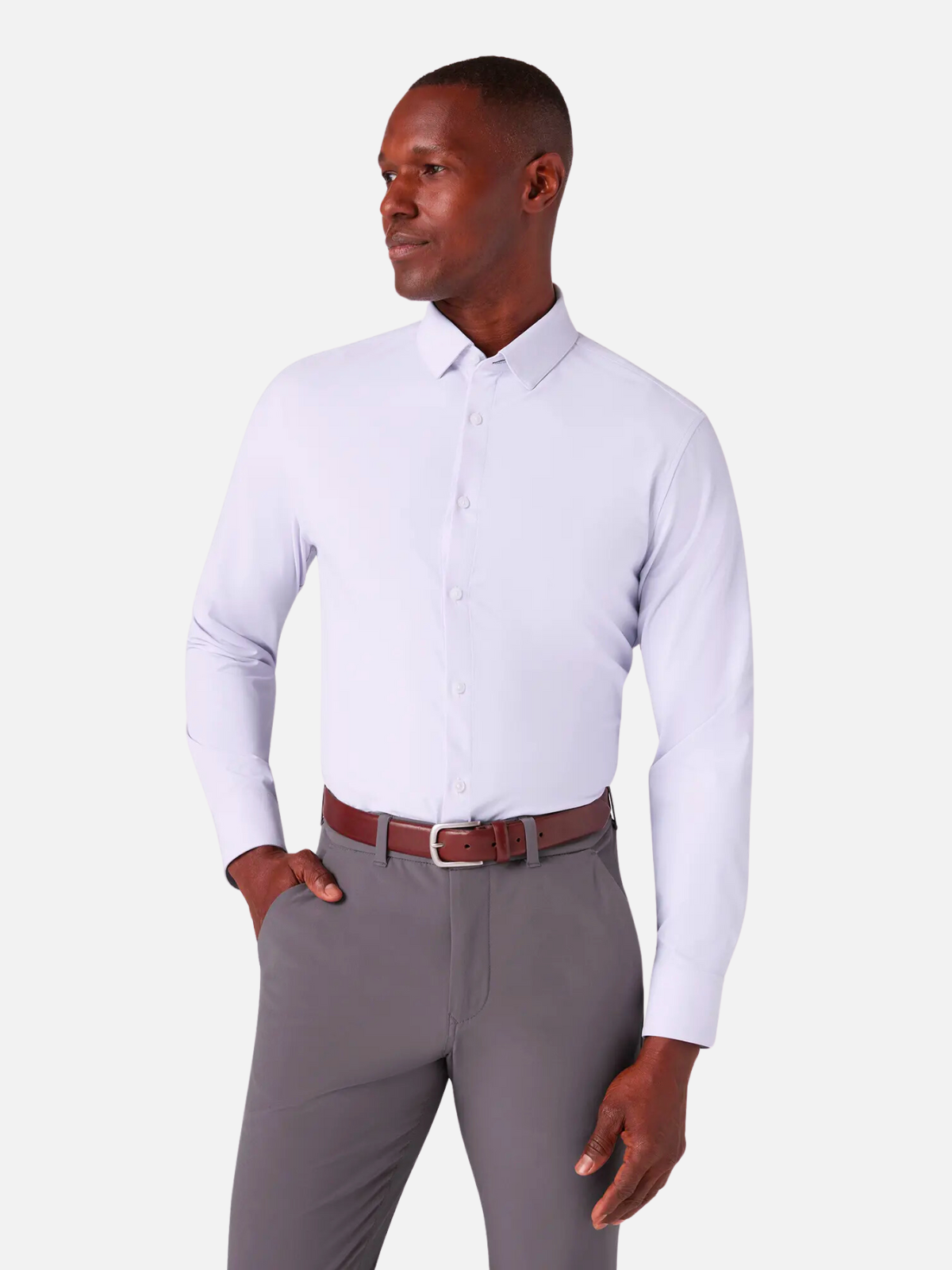 Mizzen Main Leeward LS Dress Shirt Lilac Check Kempt