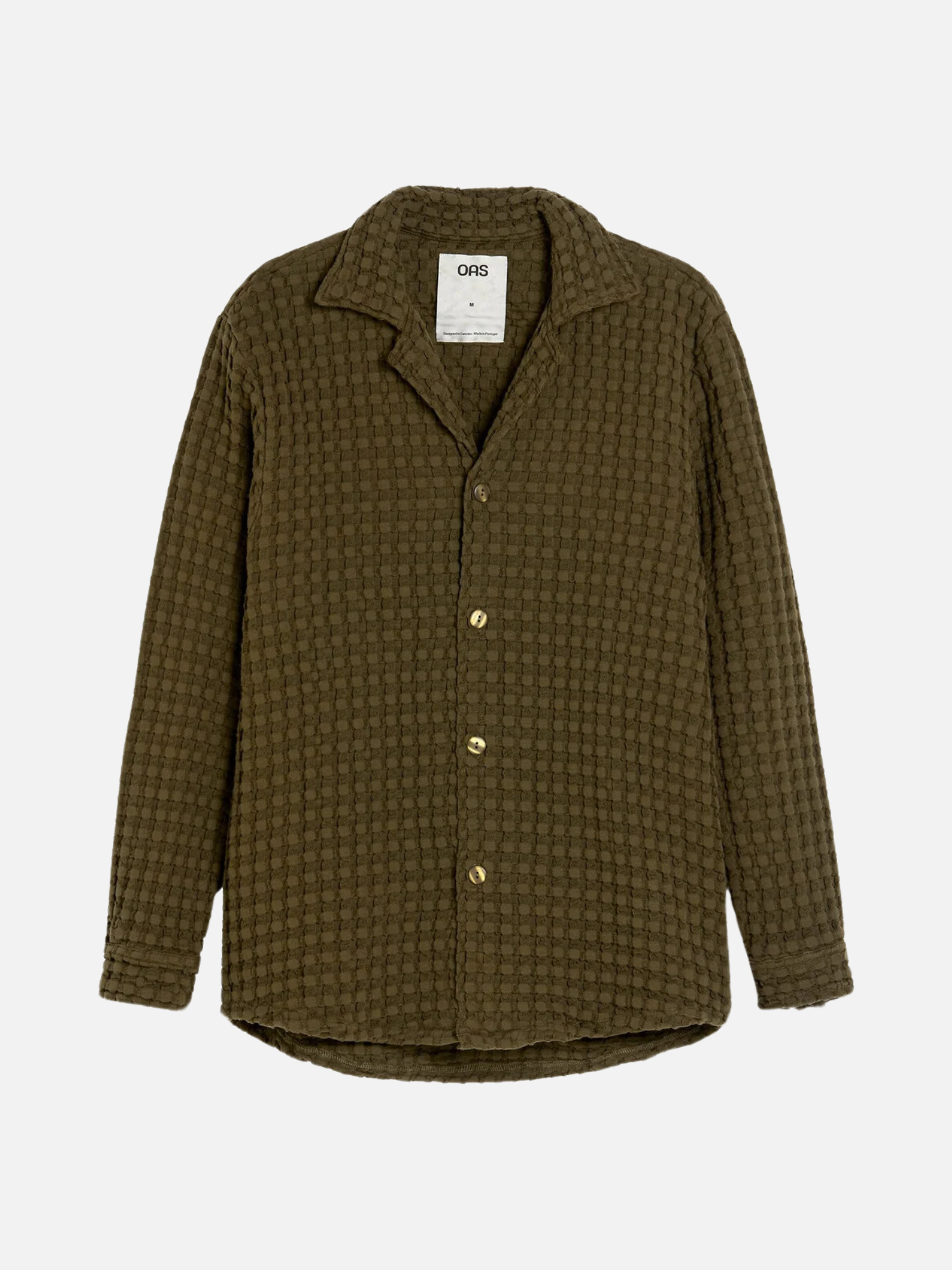 OAS Turtle Waffle Cuba Long Sleeve Shirt Olive Green Texture Jacket Kempt Mens Clothing Athens Georgia Menswear Shop