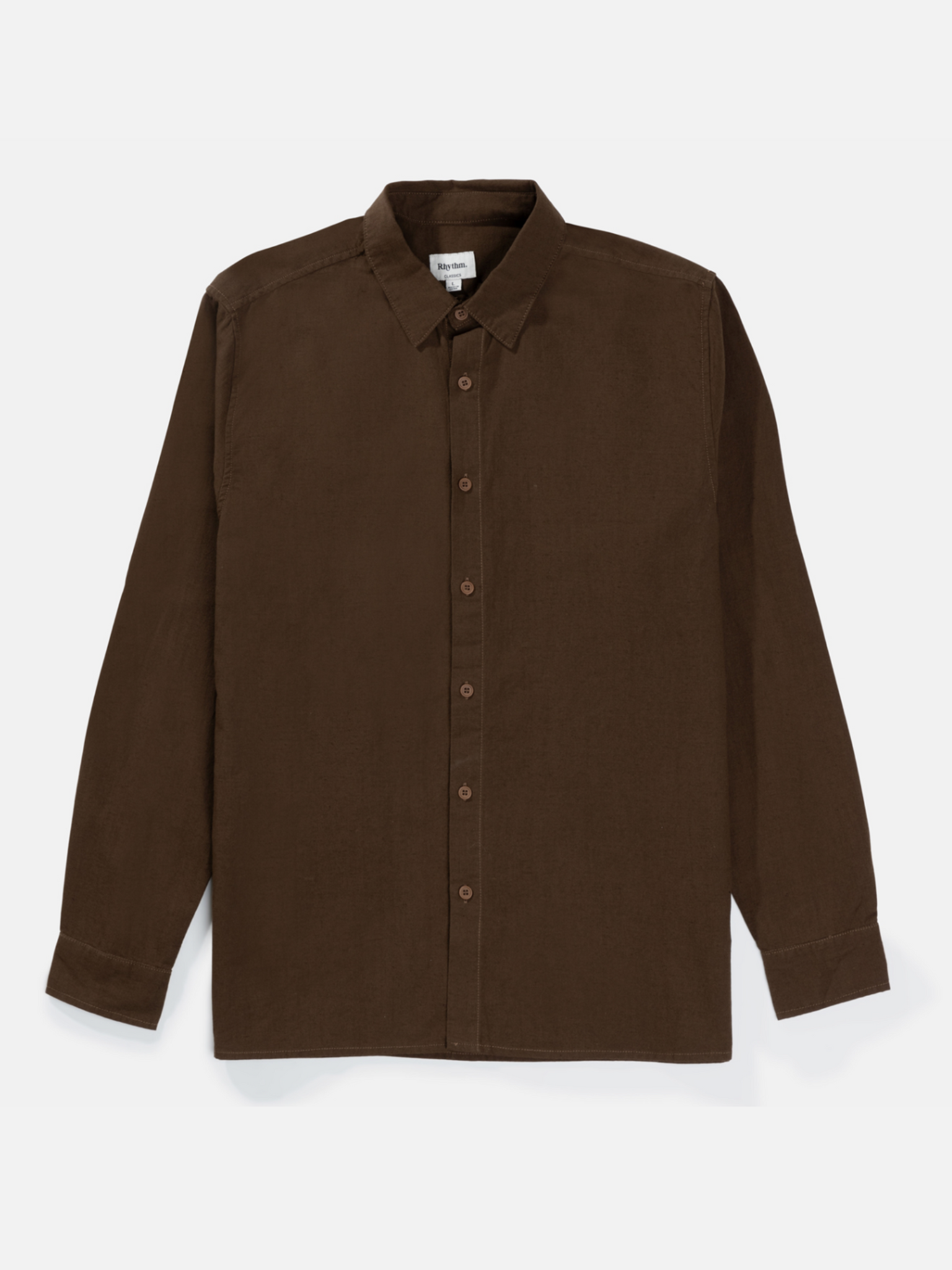 Rhythm Classic LS Linen Shirt Chocolate Button Down Kempt Mens Clothing Store Shop Georgia Athens