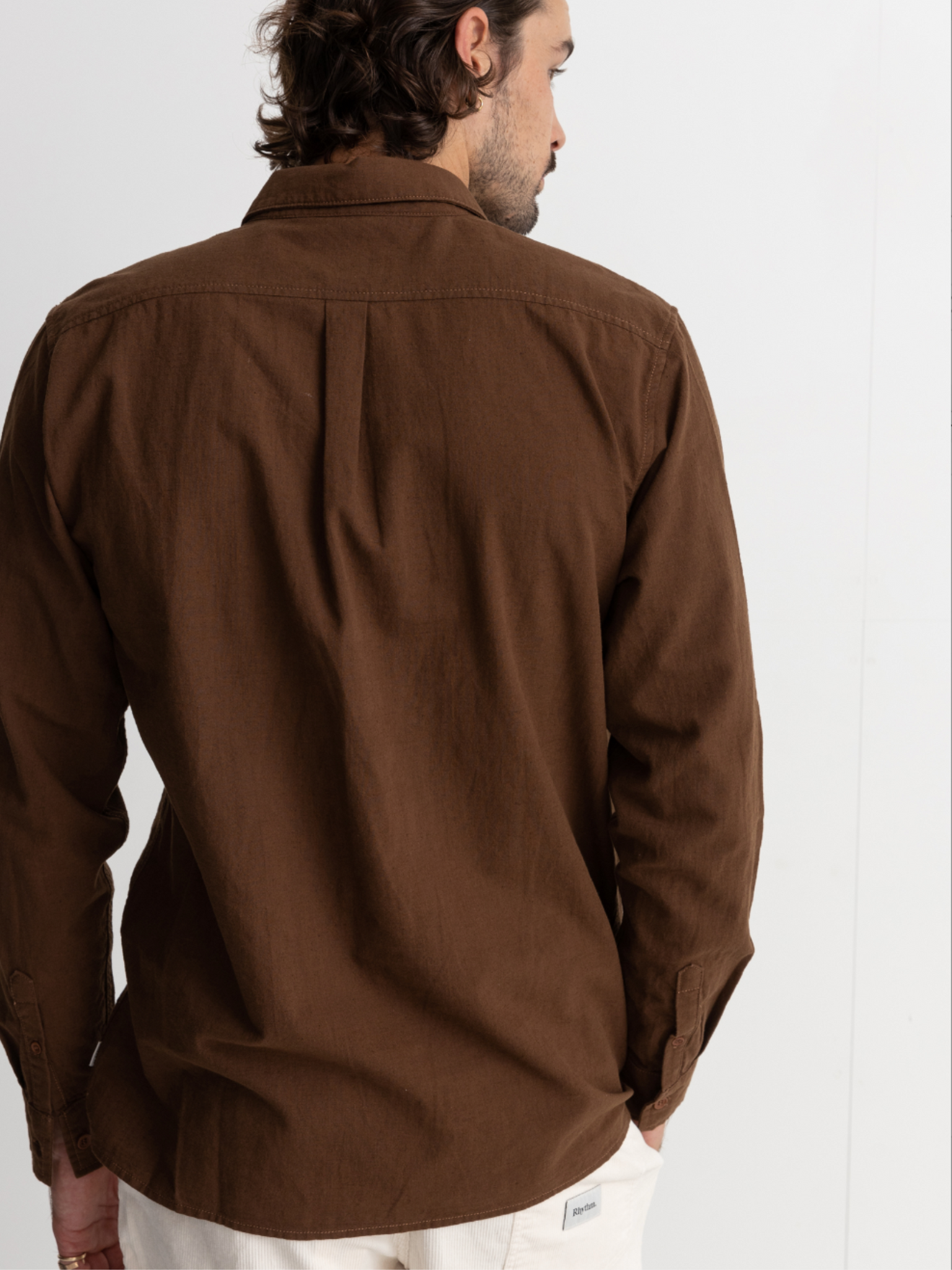 Rhythm Classic LS Linen Shirt Chocolate Button Down Kempt Mens Clothing Store Shop Georgia Athens