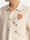 rhythm flower embroidery ss short sleeve button down shirt natural sand wash ramie rayon blend kempt athens ga georgia men's clothing store