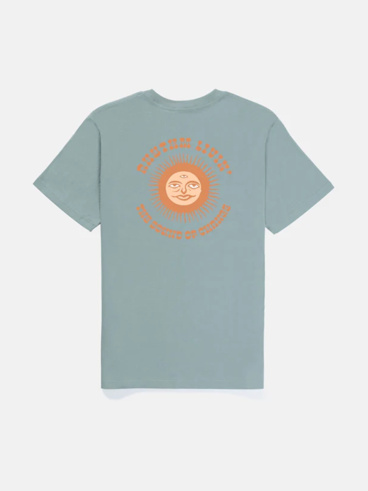 rhythm sun life ss short sleeve tee seafoam green 100% cotton t-shirt with orange and yellow printed graphic kempt athens ga georgia men's clothing store