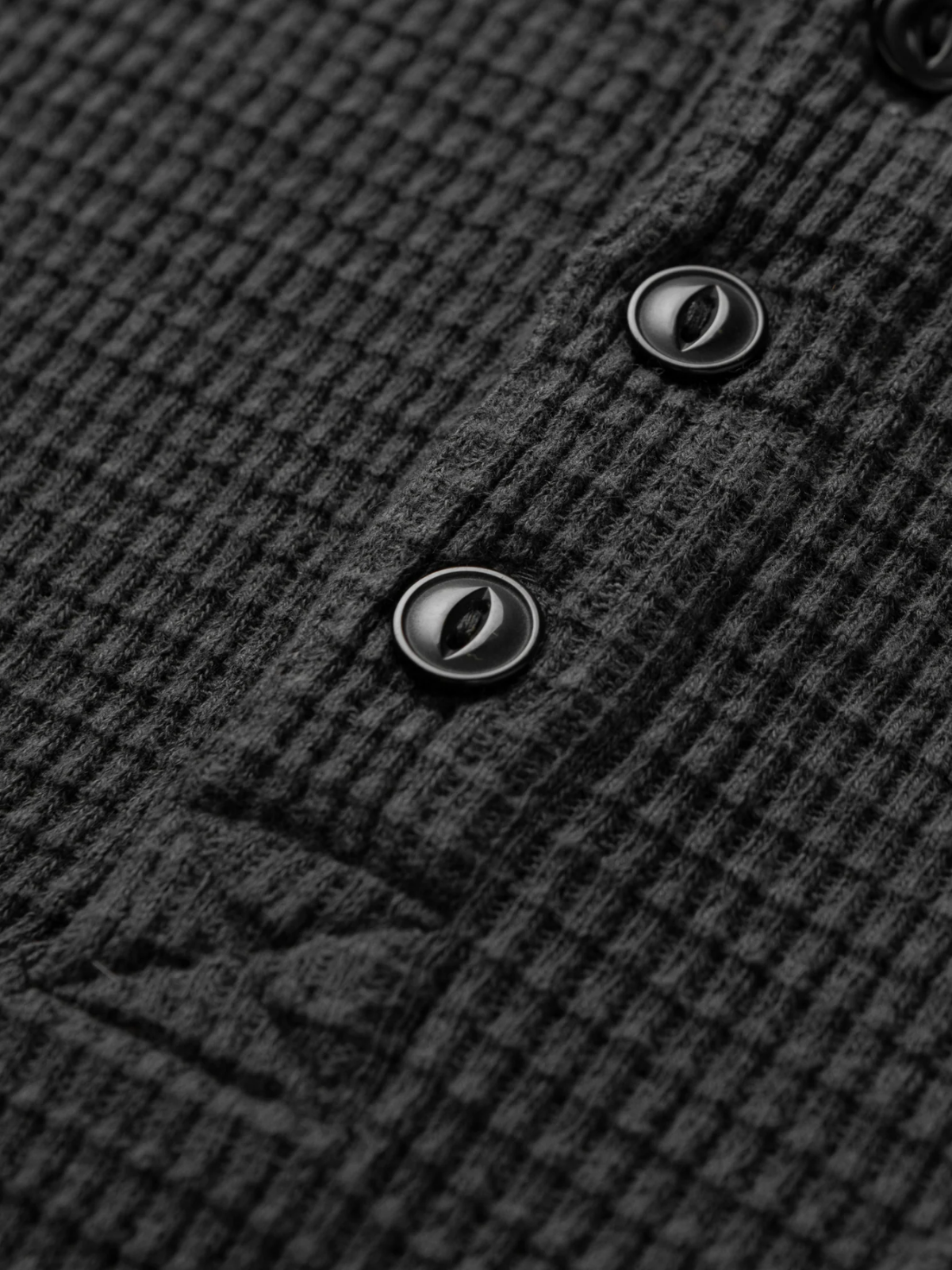 seager sawpit henley vintage black white brand embroidery on pocket waffle knit thermal ls long sleeve shirt kempt athens ga georgia men's clothing store