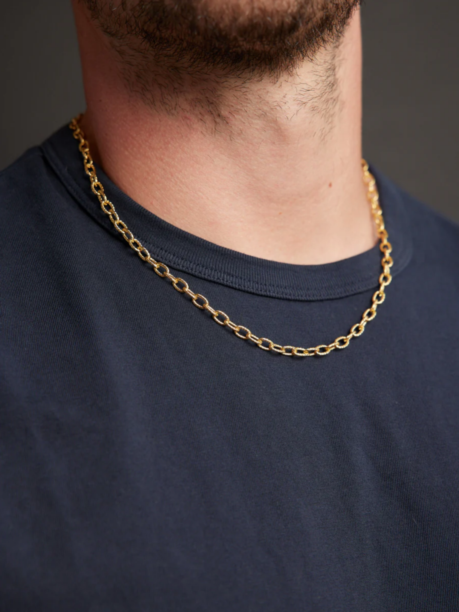 We Are All Smith 5mm Gold Textured Cable Chain Necklace For Men Kempt Athens Men's Clothing Store Jewelry Accessories