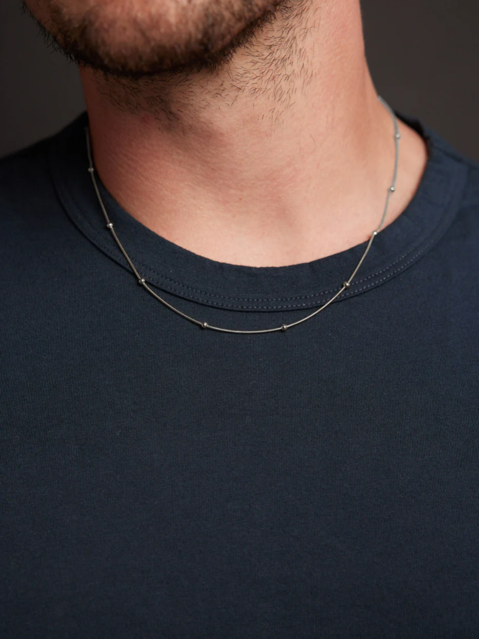 We Are All Smith Waterproof Silver Stainless Steel Minimalist Satellite Chain Necklace For Men Metal Bead Jewelry Accessories Men's Clothing Store Kempt Athens Georgia