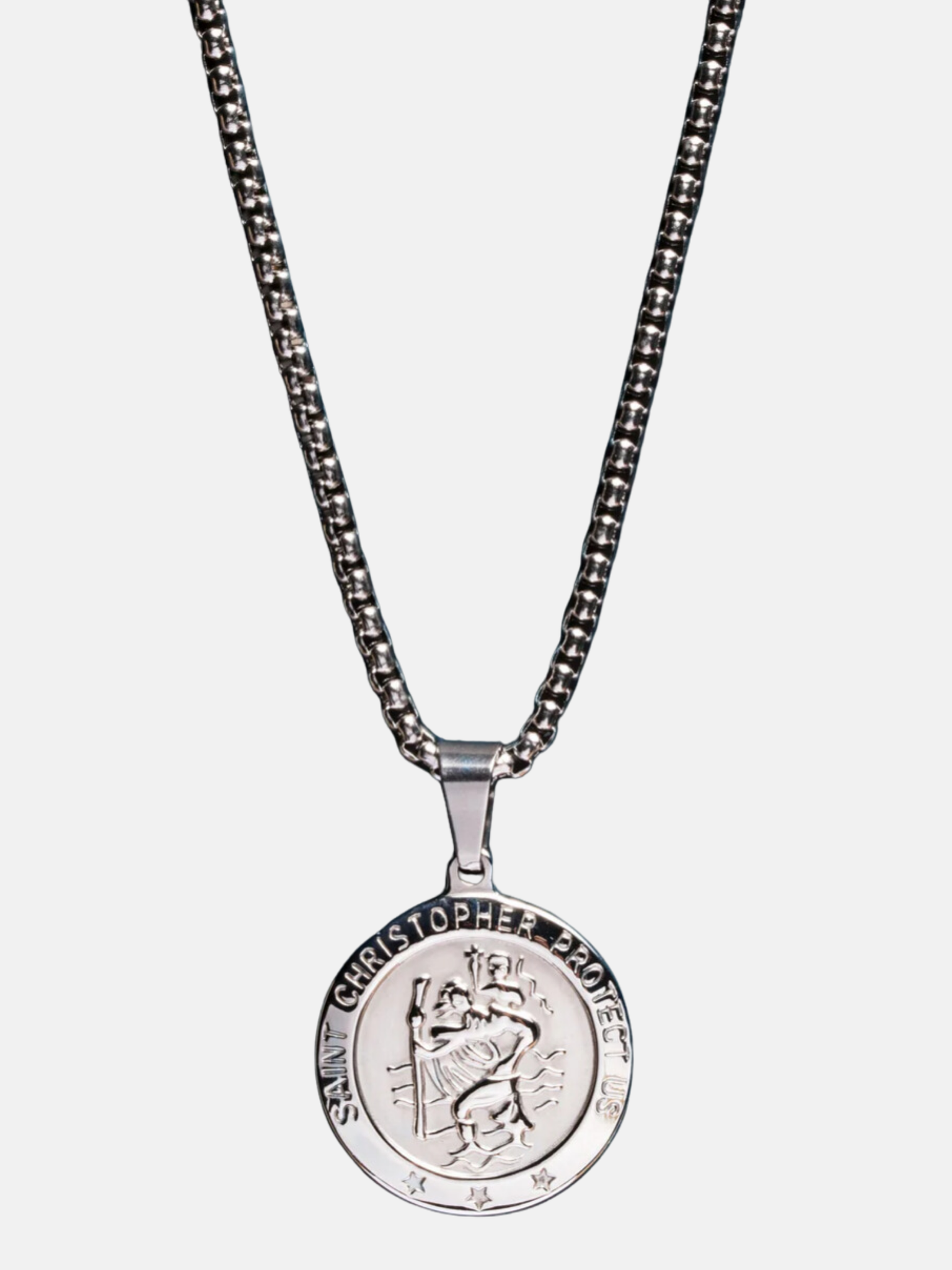 We Are All Smith Waterproof Saint St. Christopher Necklace Men's Jewelry Accessories Chain Pendant Men's Clothing Store Kempt Athens Georgia