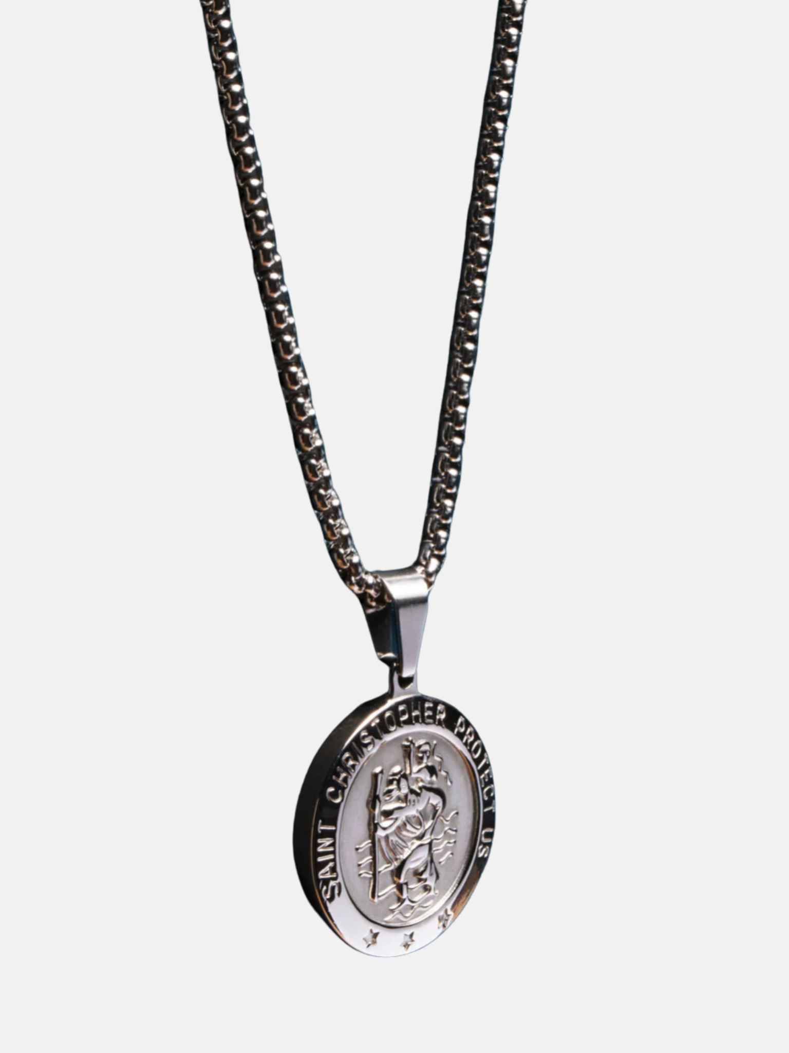 We Are All Smith Waterproof Saint St. Christopher Necklace Men's Jewelry Accessories Chain Pendant Men's Clothing Store Kempt Athens Georgia